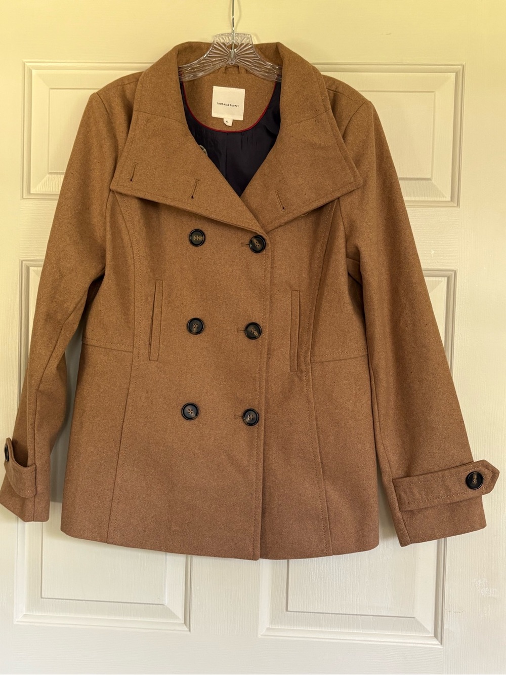 Thread & Supply Camel Brown Double-Breasted Peacoat